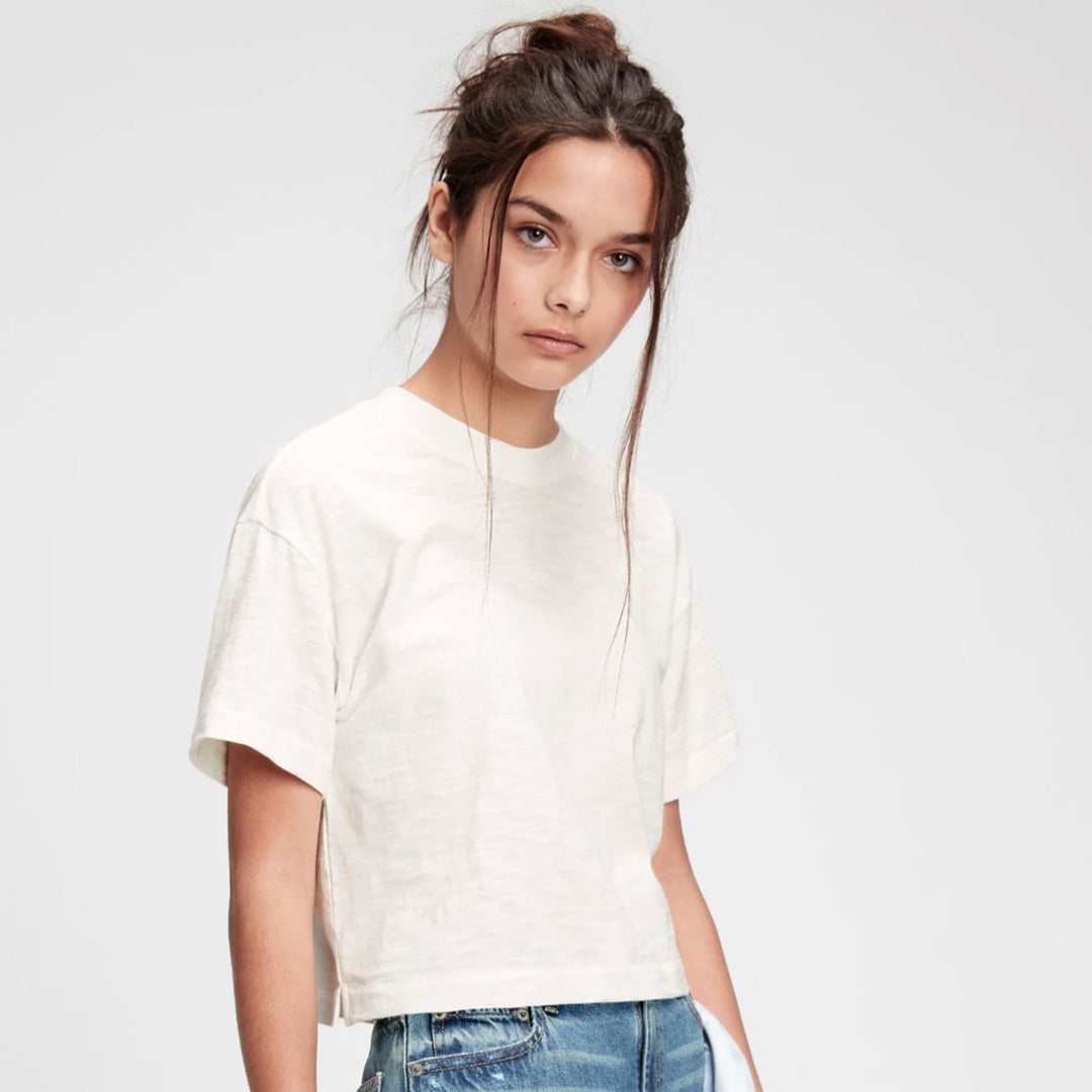 model in cotton shirt